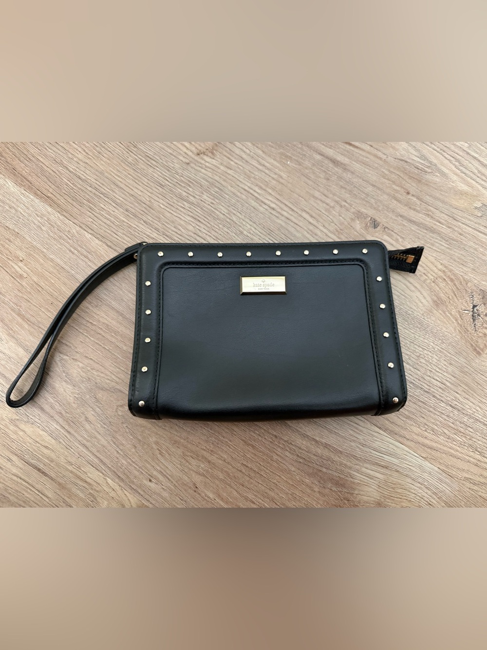kate spade Black Studded Leather Wristlet